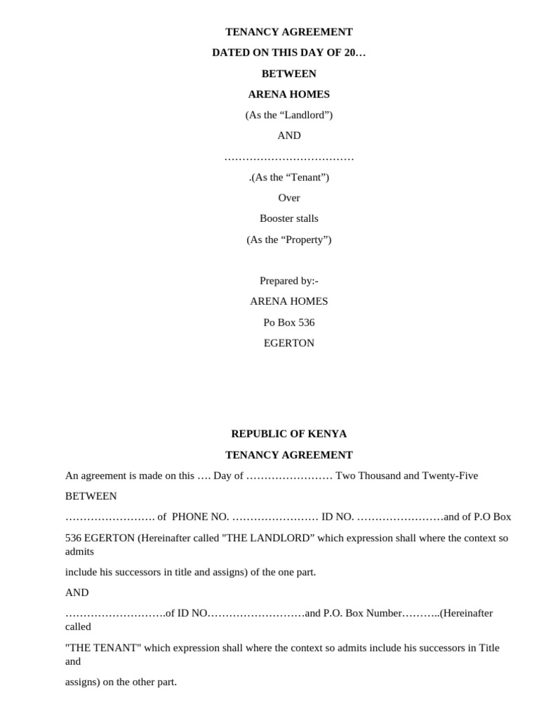 Tenancy Agreement for Booster Stalls | PDF | Leasehold Estate | Lease