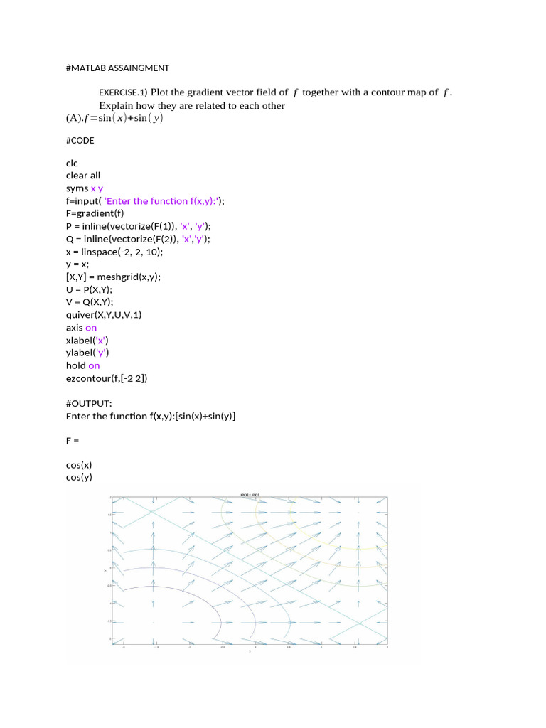 MATLAB Gradient and Vector Field Analysis | PDF