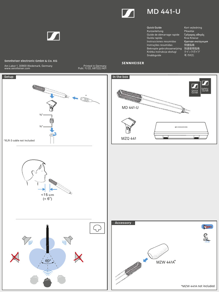 Guía Rápida del Micrófono MD 441-U | PDF | Auriculares