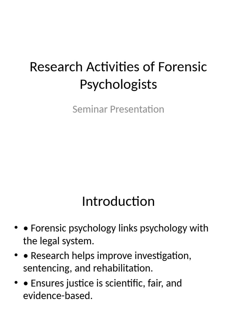 Research Activities Forensic Psychologists | PDF