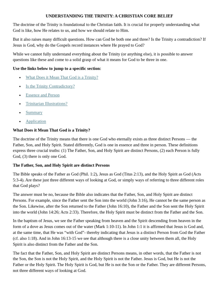 Understanding The Trinity | PDF | Trinity | God The Father
