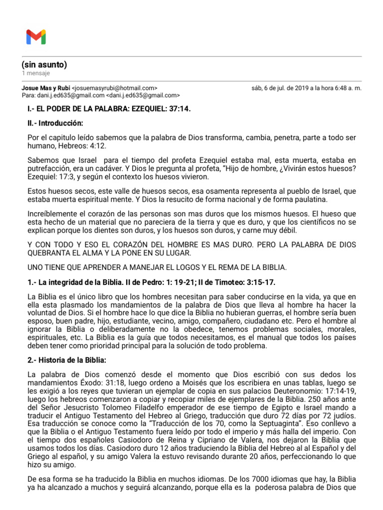 El Poder Transformador de la Palabra de Dios | PDF | Biblia | Ezequiel