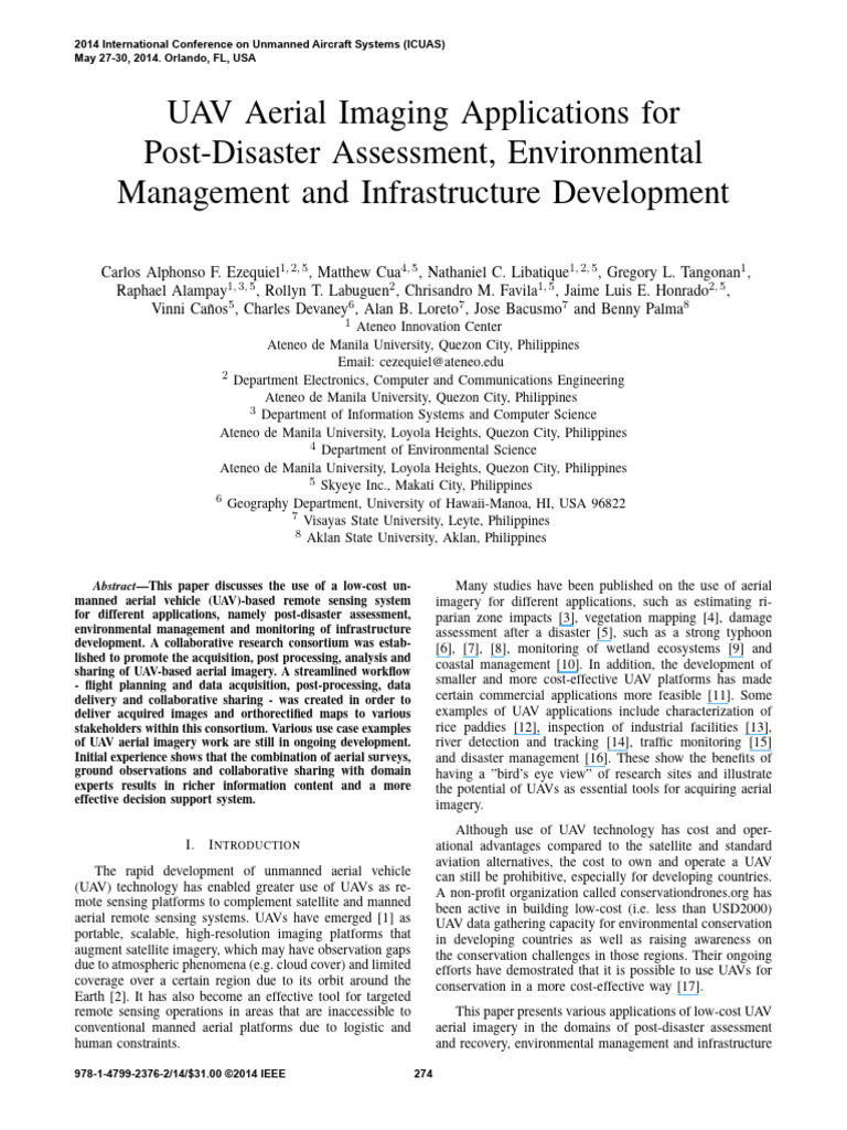 UAV Aerial Imaging for Disaster and Environment | PDF | Unmanned Aerial ...