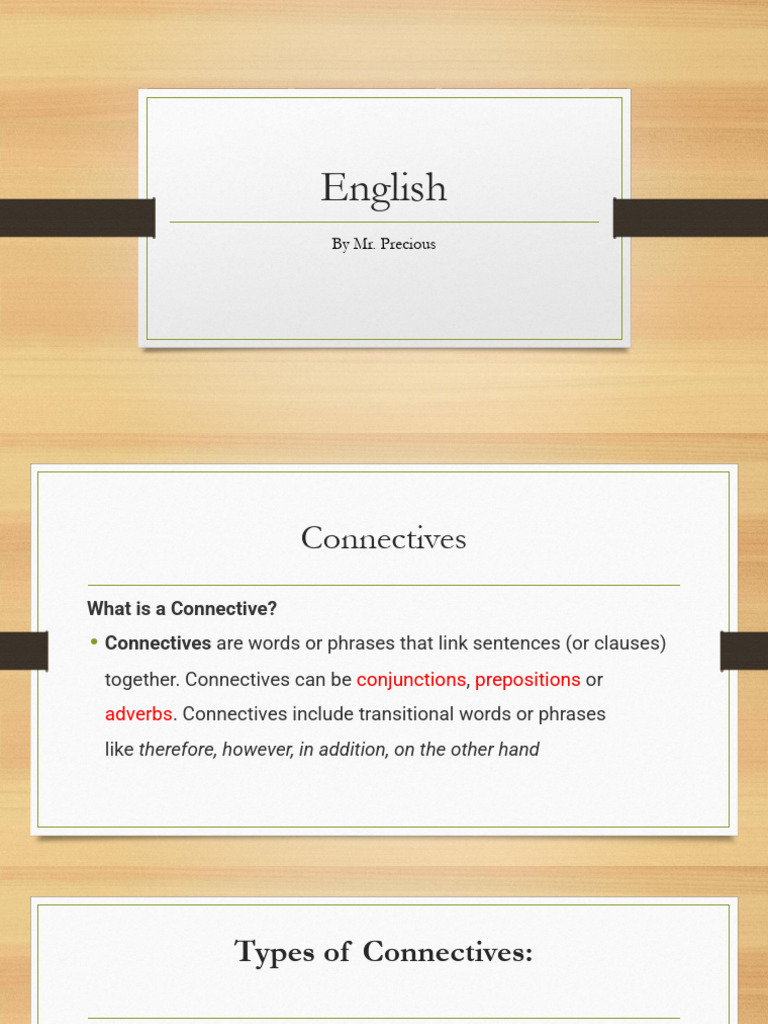 Understanding Connectives in English | PDF | Sentence (Linguistics ...