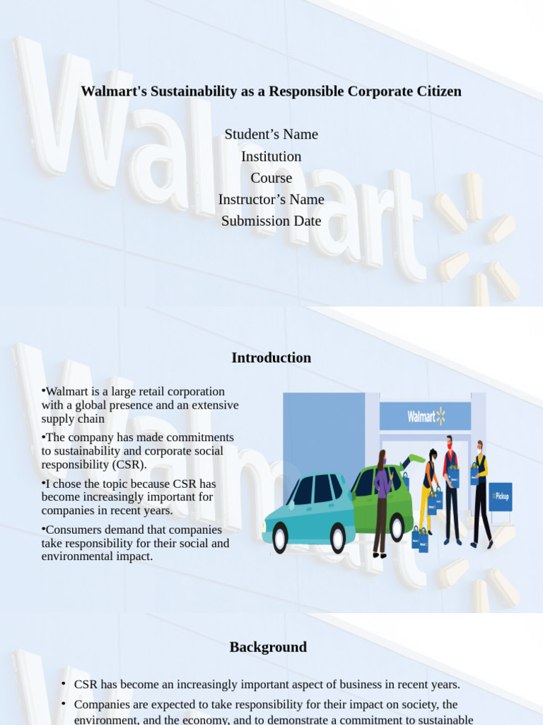 Walmart Sustainability | PDF | Corporate Social Responsibility ...