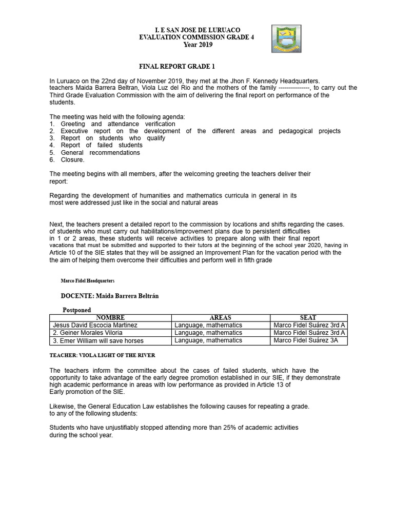 Final Evaluation Commission Act 2019 FIRST GRADE.doc | PDF