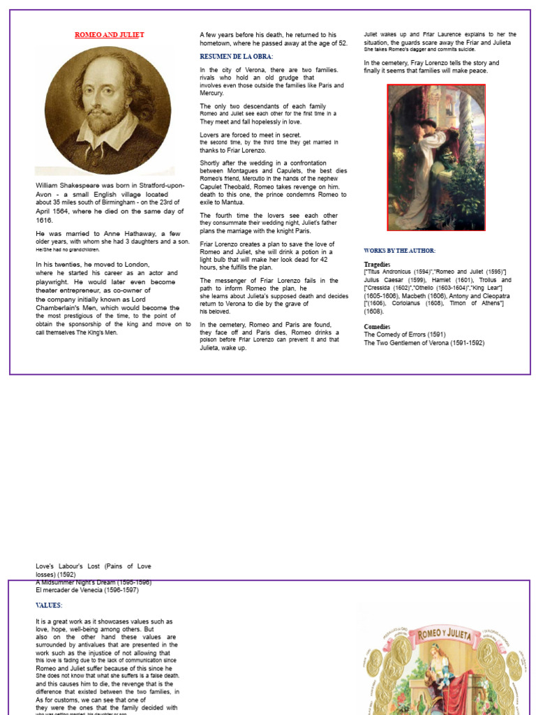 Triptych of ROMEO AND JULIET | PDF | Romeo And Juliet | Shakespearean ...
