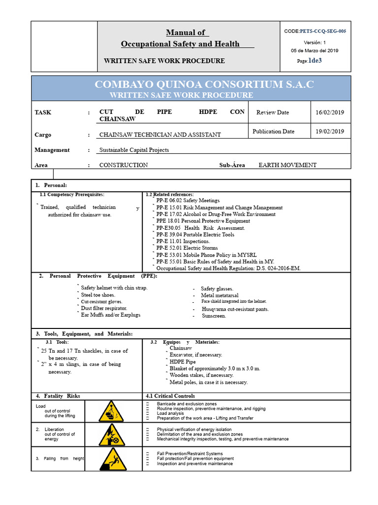 Safe Chainsaw Use for HDPE Cutting | PDF | Personal Protective ...