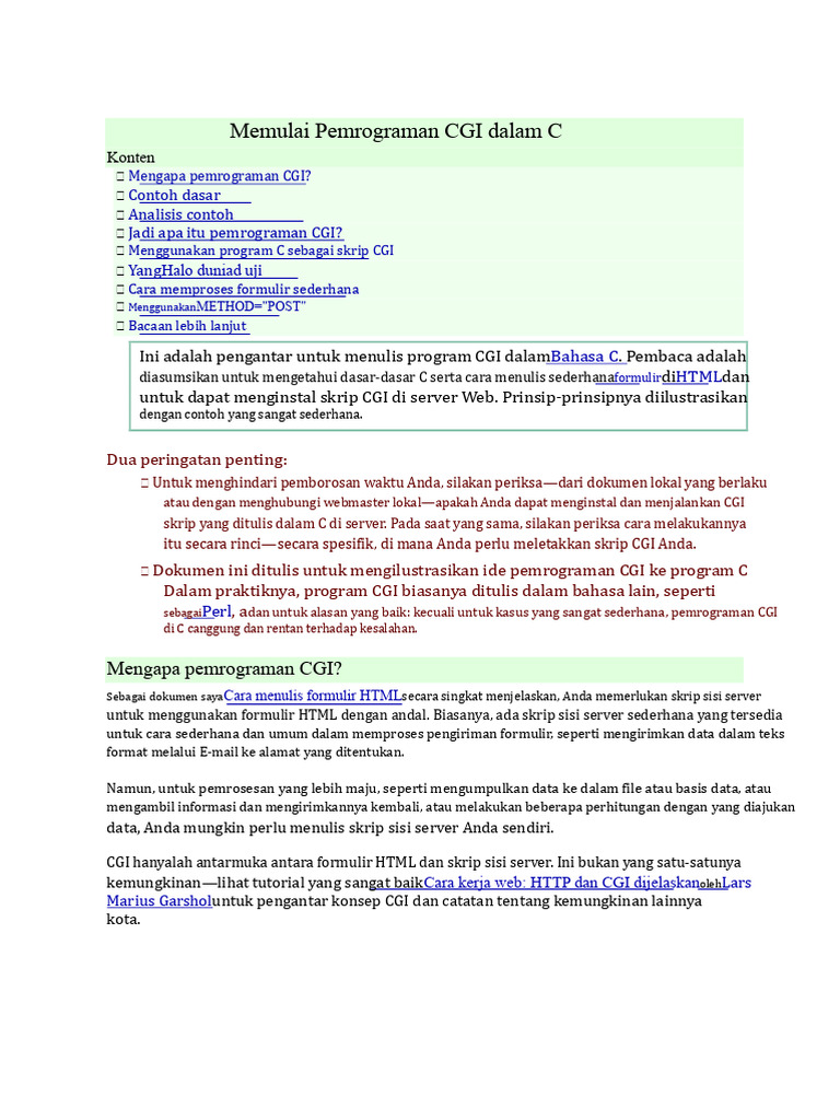 Pemrograman CGI Dalam C | PDF