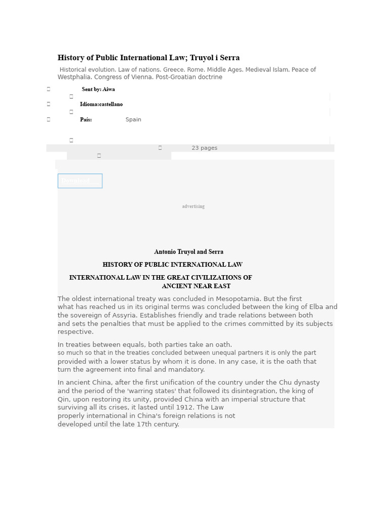 History of Public International Law | PDF | International Law