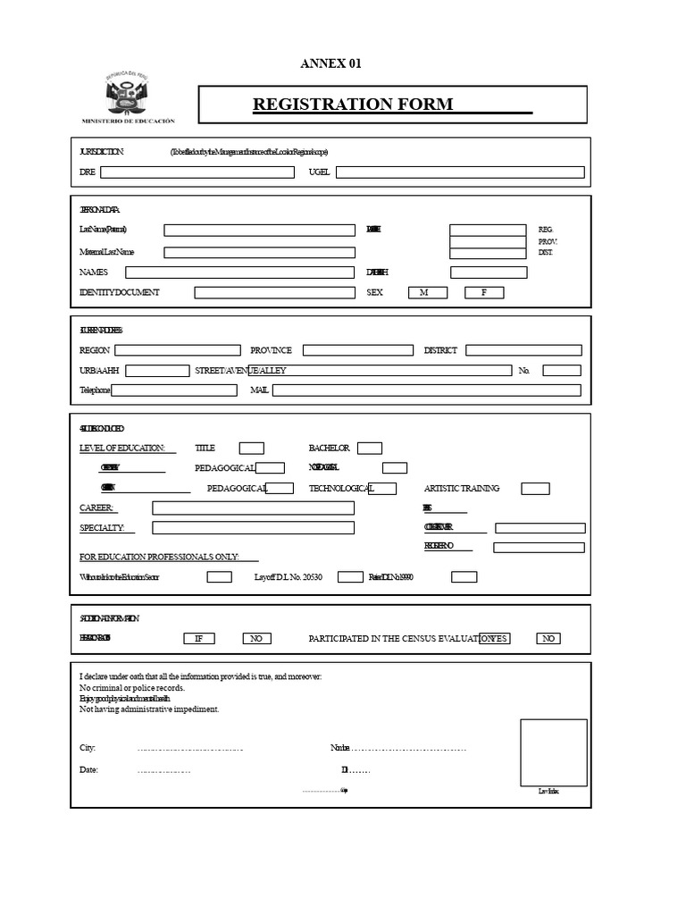 Annex 1 Registration Form | PDF