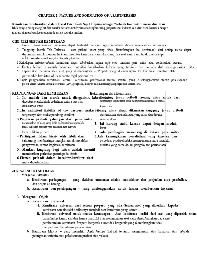 Ciri dan Jenis Kemitraan Bisnis | PDF