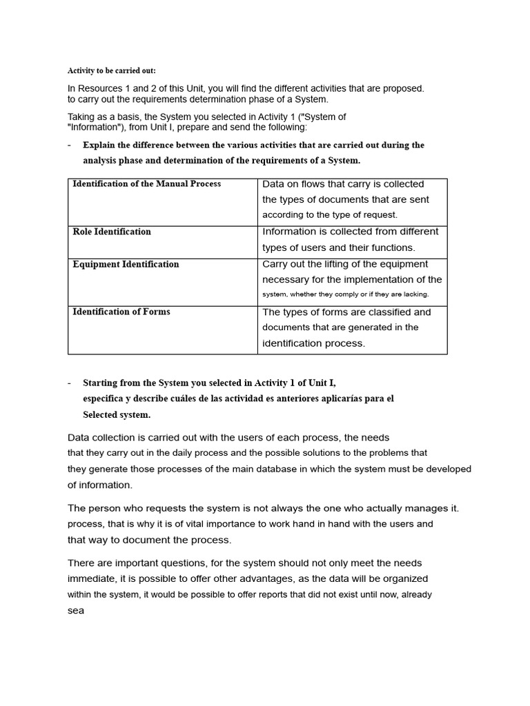 System Requirements Analysis Activities | PDF | Information | Data