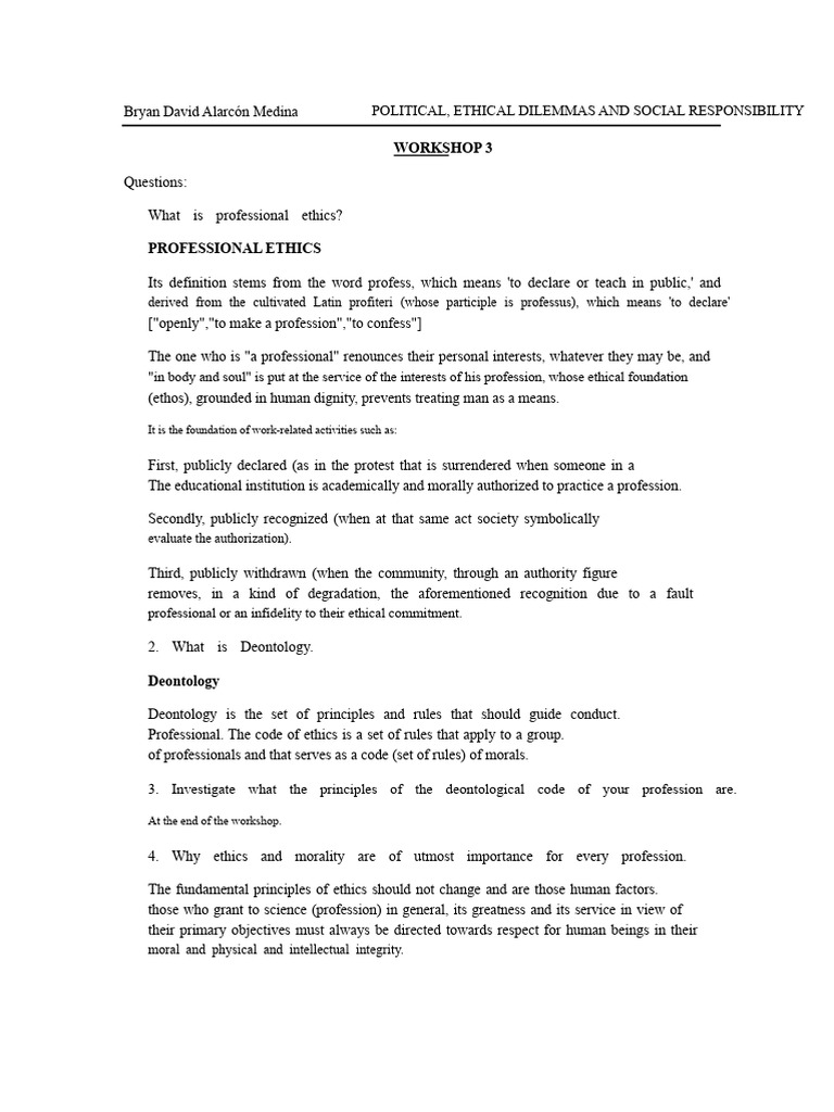 Workshop 3 | PDF | Professional Ethics | Morality