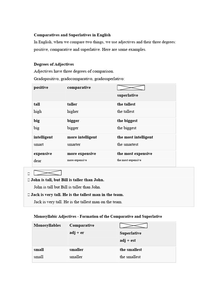 English Comparatives and Superlatives Guide | PDF | Semantic Units ...