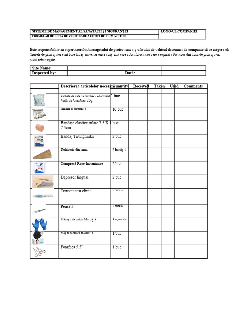 Lista de Verificare Pentru Prim Ajutor | PDF