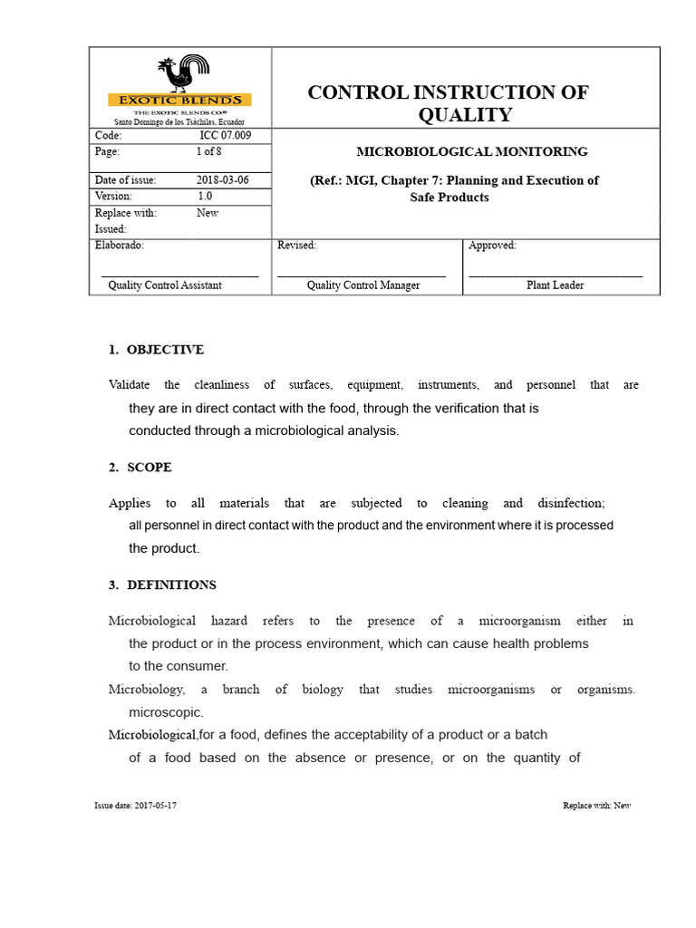Microbiological Monitoring Guidelines | PDF | Microbiology | Microorganism