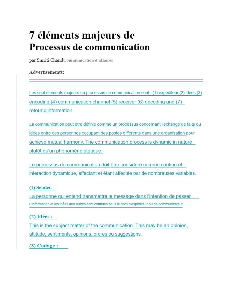 7 Éléments Clés de la Communication | PDF