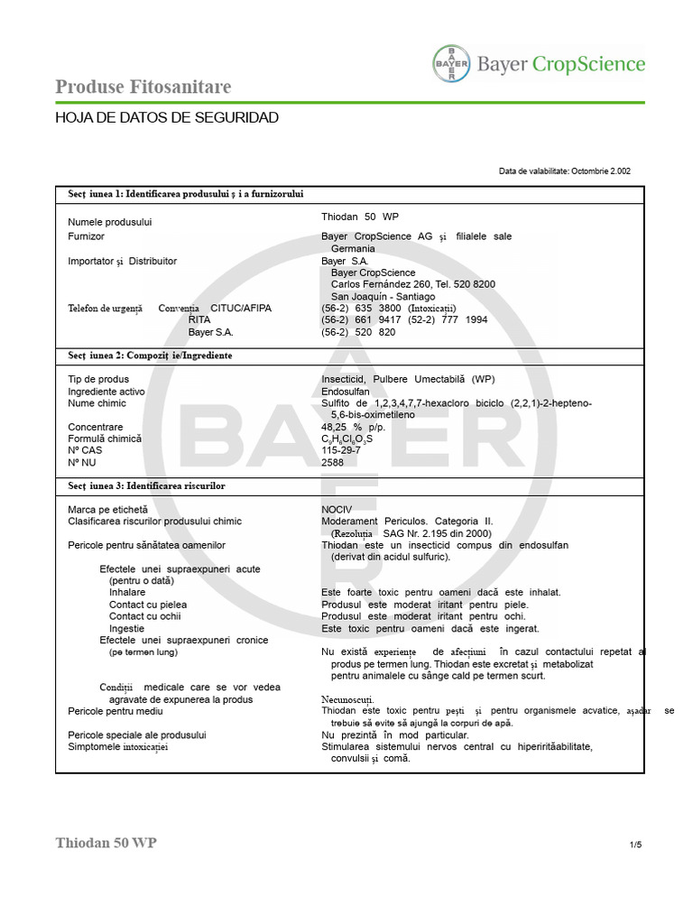 Thiodan 50 WP | PDF