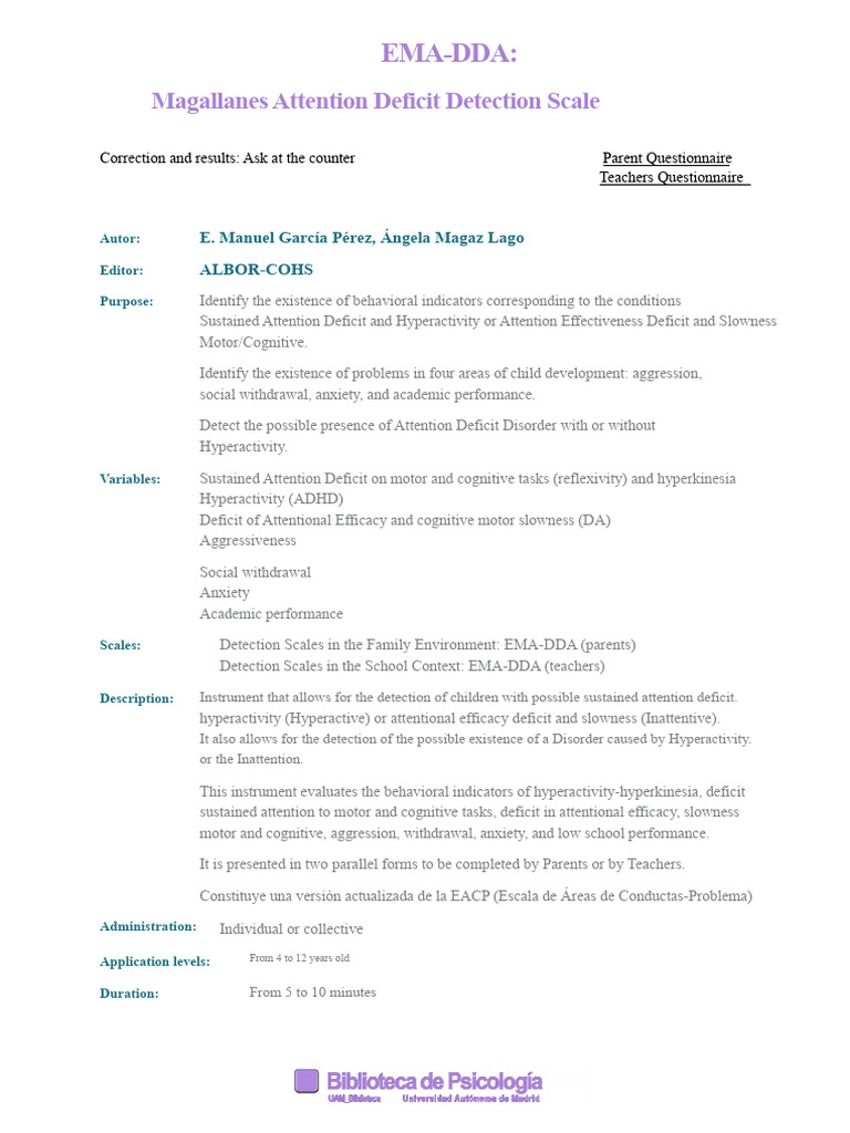 Ema Dda | PDF | Attention Deficit Hyperactivity Disorder | Attention