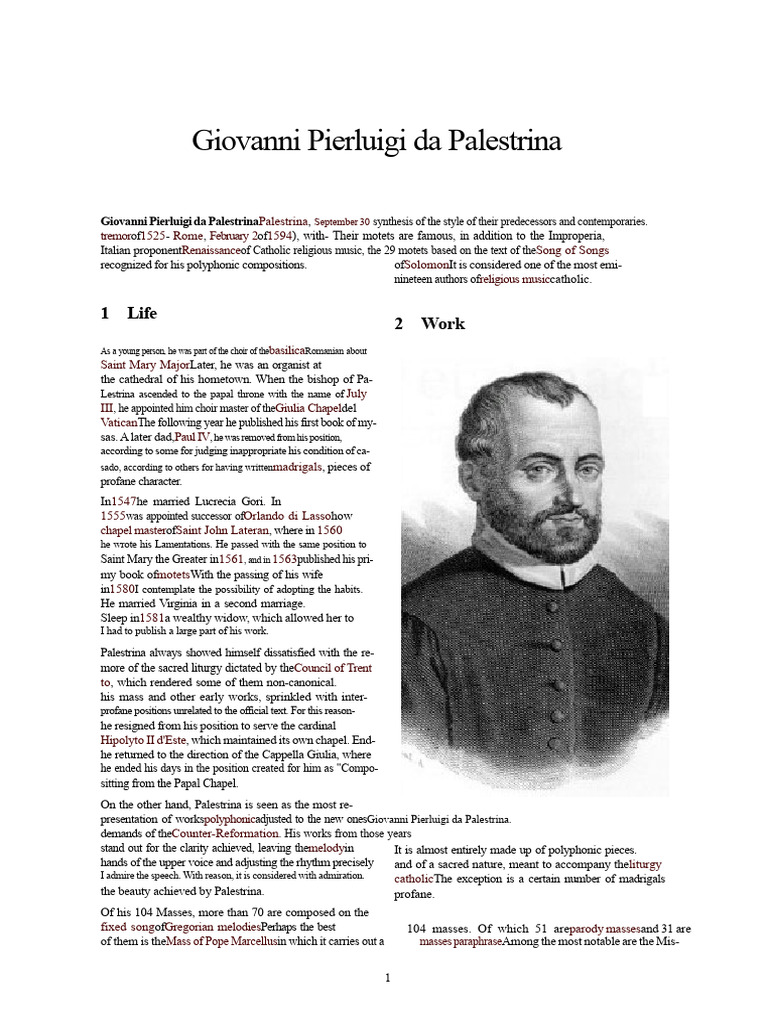 Palestrina: Master of Renaissance Music | PDF | Renaissance | Musicology