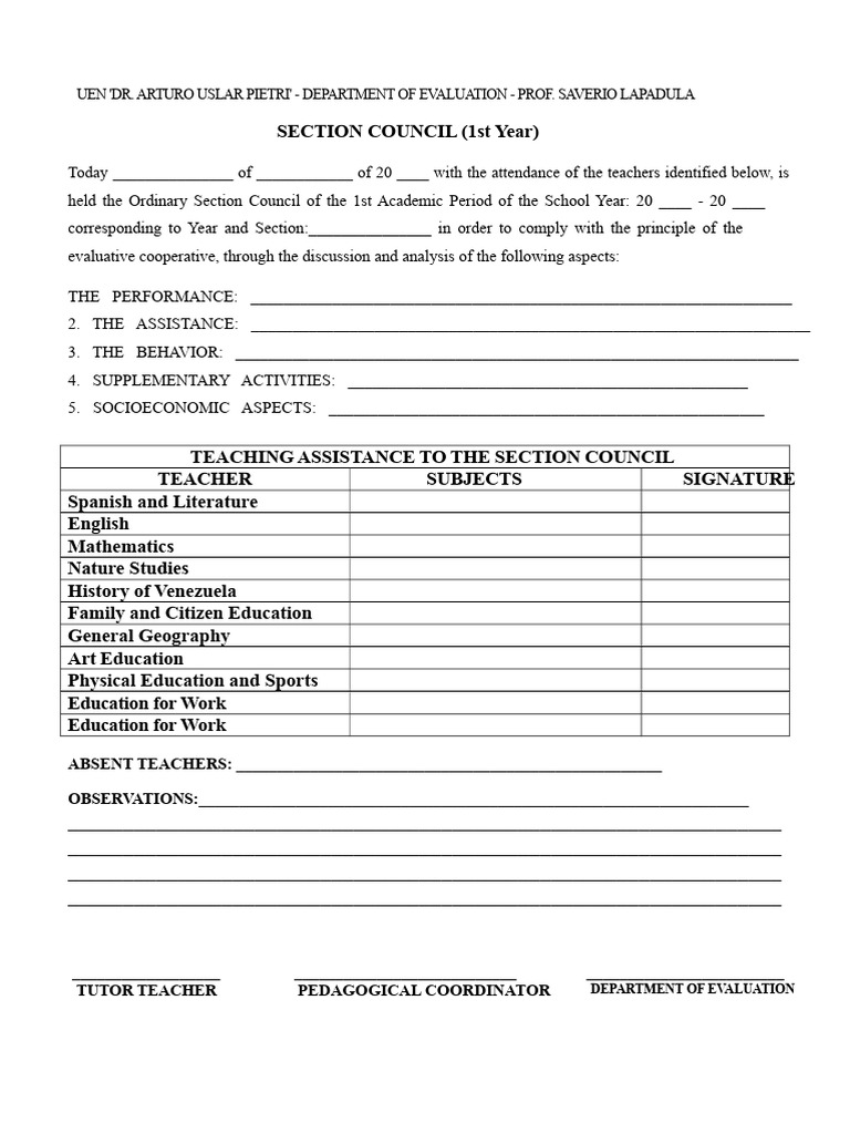 Section Council Meeting Reports 1-5 Year | PDF | Science
