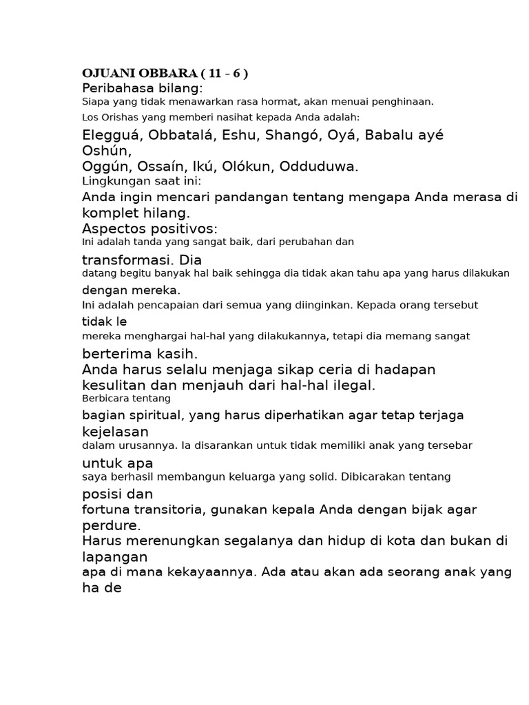 Nasihat Spiritual dan Kesehatan Oddu Obbara | PDF
