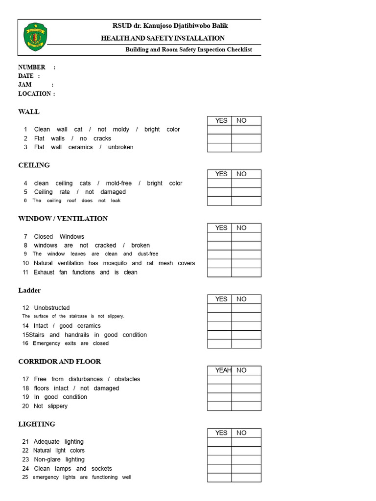 Building Inspection Checklist | PDF | Waste | Lighting