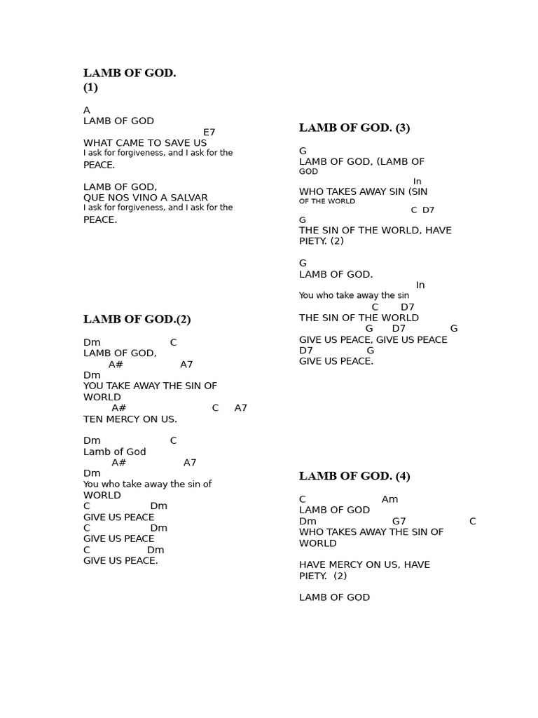 Lamb of God Lyrics and Prayer | PDF | Christian Eschatology | Christian ...