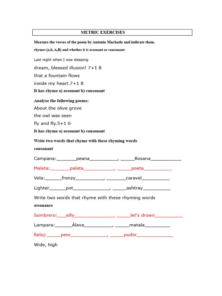 Metric Analysis Solutions | PDF | Poetry | Rhyme