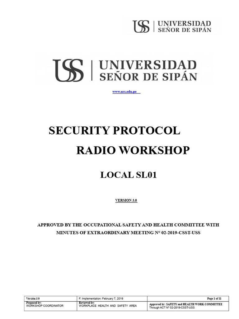 USS Audiovisual Workshop Safety Protocol | PDF | Occupational Safety ...