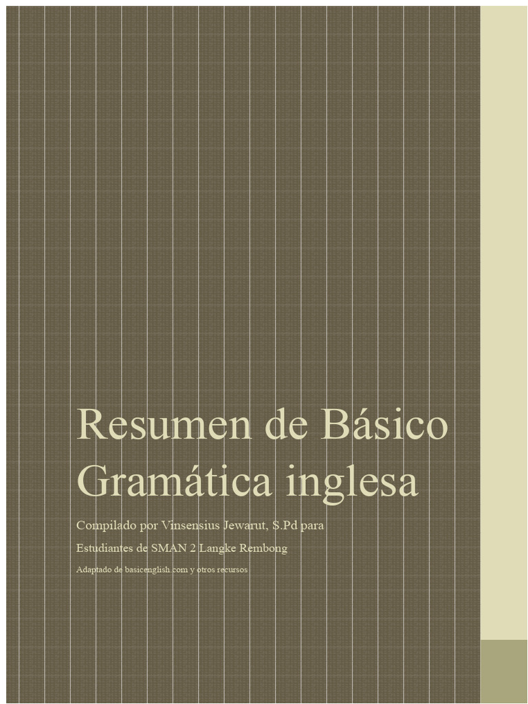 Gramática Básica del Inglés para Principiantes | PDF | Gramática ...