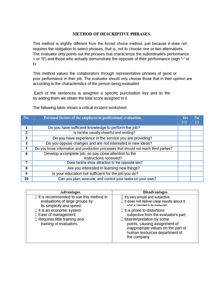 Descriptive Phrases Evaluation Method | PDF | Cognition