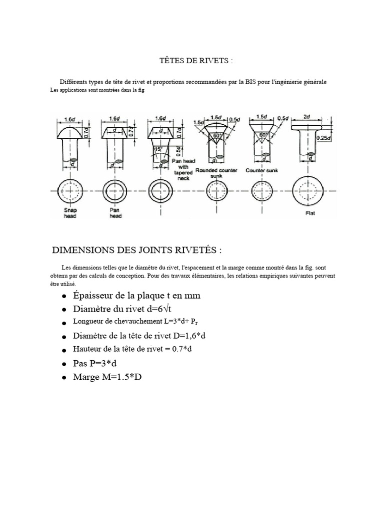 Types et dimensions des rivets | PDF | Ingénierie mécanique
