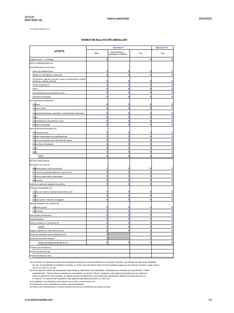 Modelo de Balance Financiero Detallado | PDF | Hoja de balance | Deuda