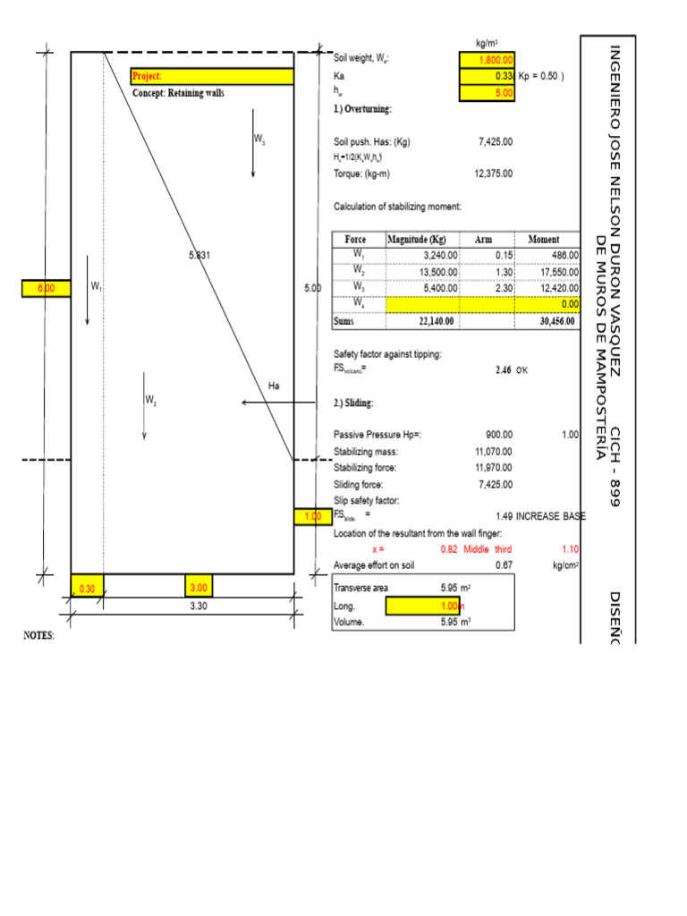 Retaining Wall Stability Calculations | PDF | Mechanical Engineering ...