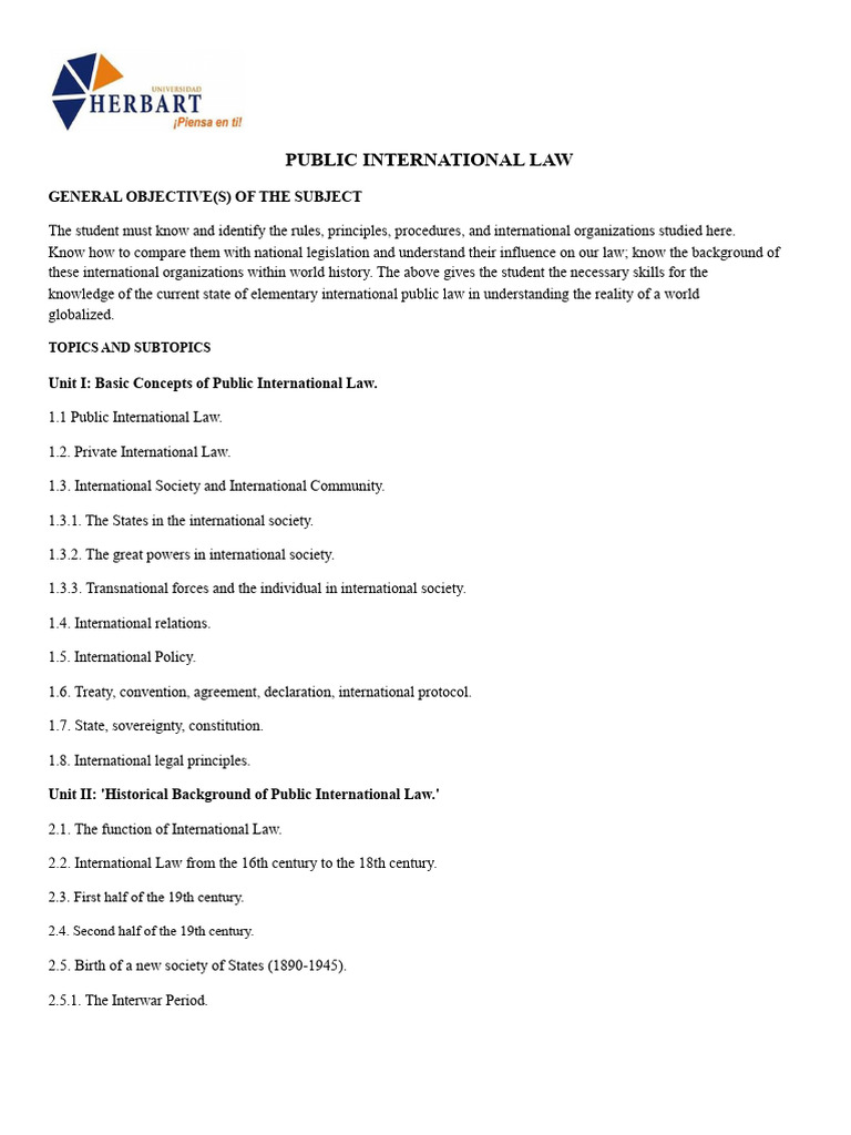 Overview of Public International Law | PDF | International Law | Treaty