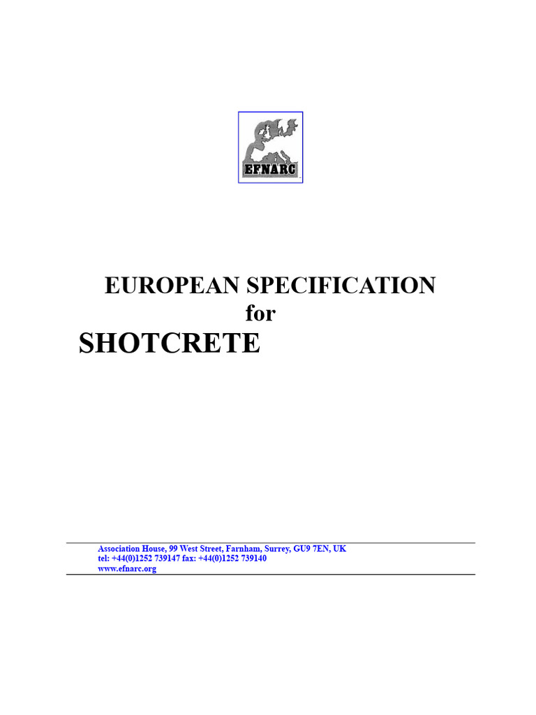 European Shotcrete Specification Guide | PDF | Concrete | Cement