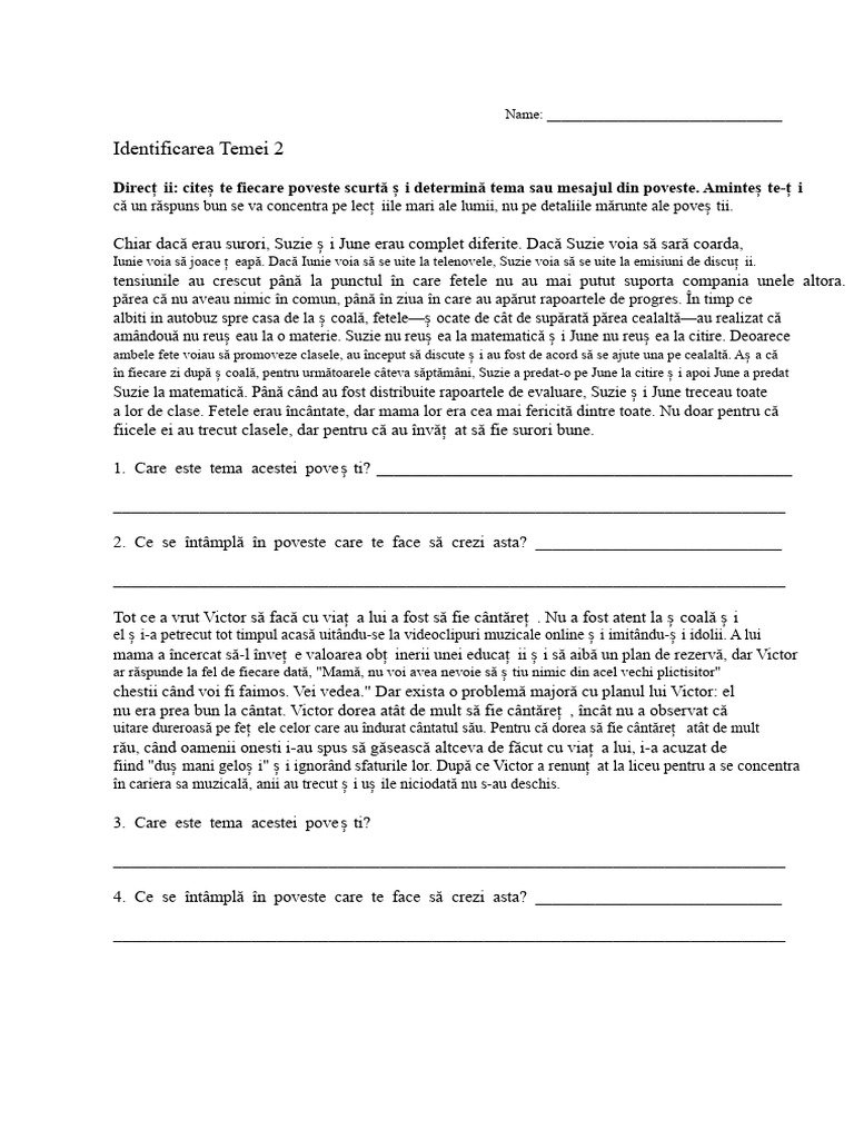Theme Worksheet 2 PDF | PDF
