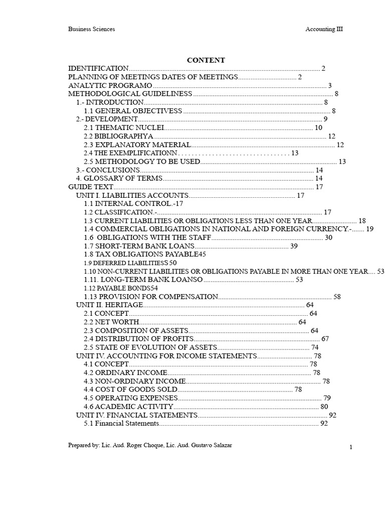 Accounting III Course Outline and Guide | PDF | Expense | Income Statement
