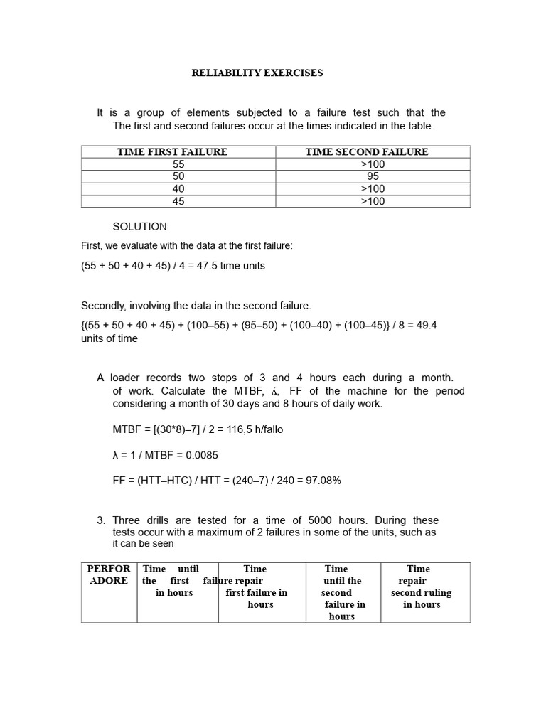 RELIABILITY EXERCISES | PDF | Systems Engineering | Reliability Engineering