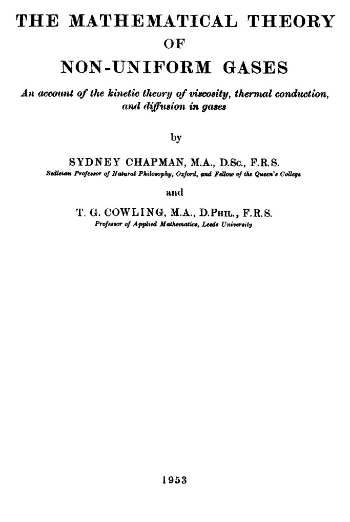 The Mathematical Theory of Non-Uniform Gases | PDF