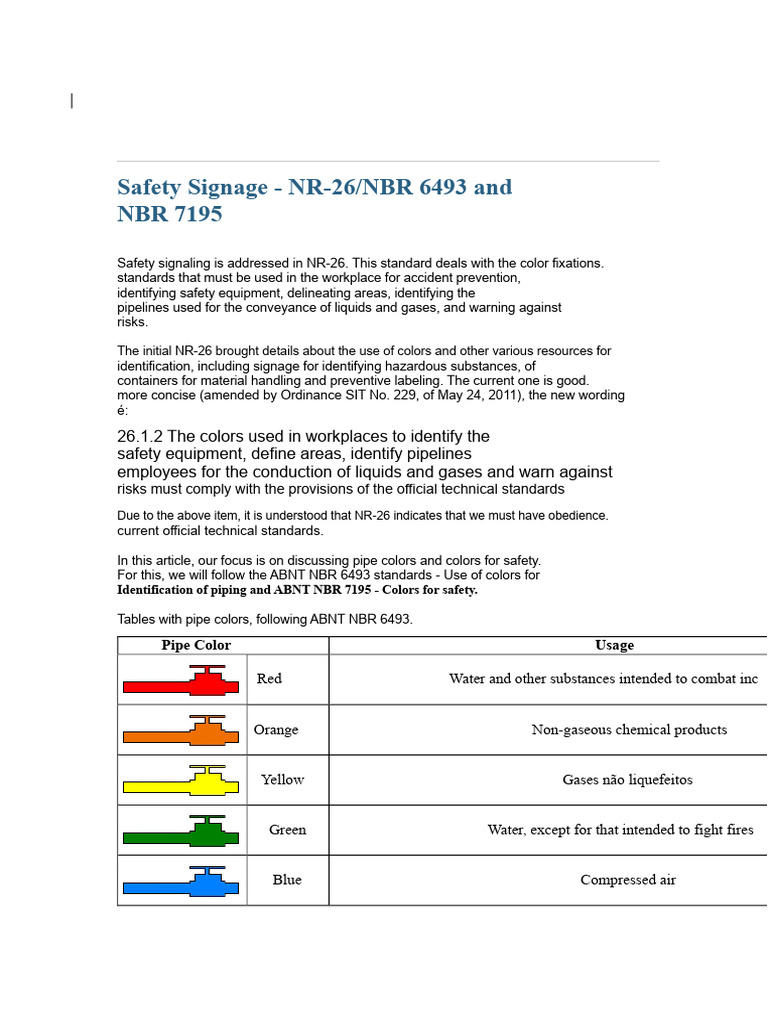 Safety Signage Standards: NR-26 & NBR 6493 | PDF | Dangerous Goods ...