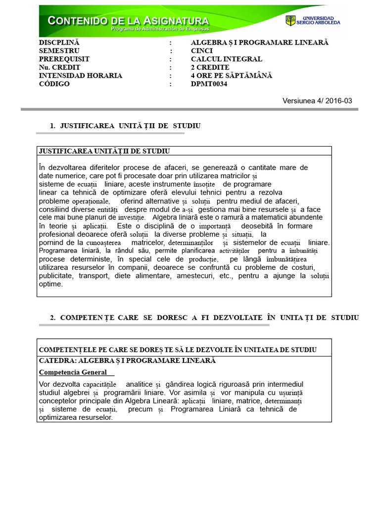 Algebră Și Programare Lineară | PDF