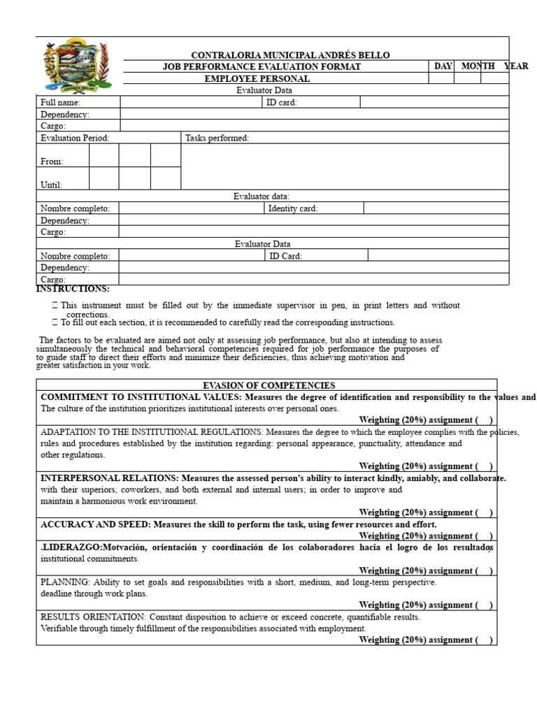 OAC Assistant performance evaluation format | PDF | Performance ...