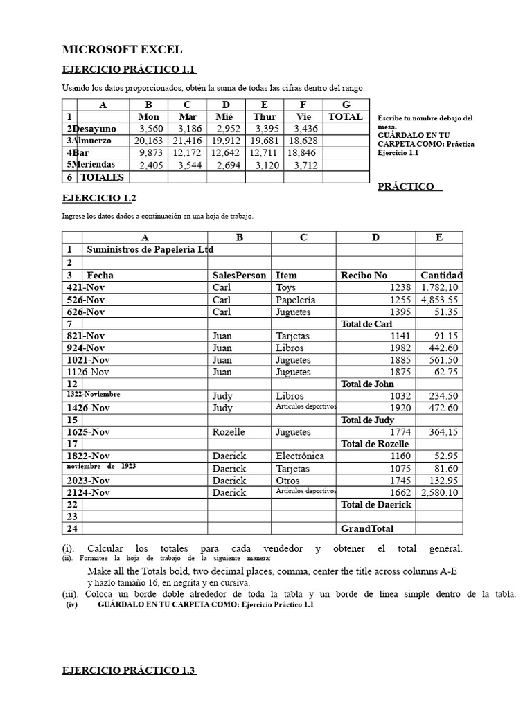 Ejercicios Prácticos de Microsoft Excel | PDF | Microsoft Excel | Hoja ...