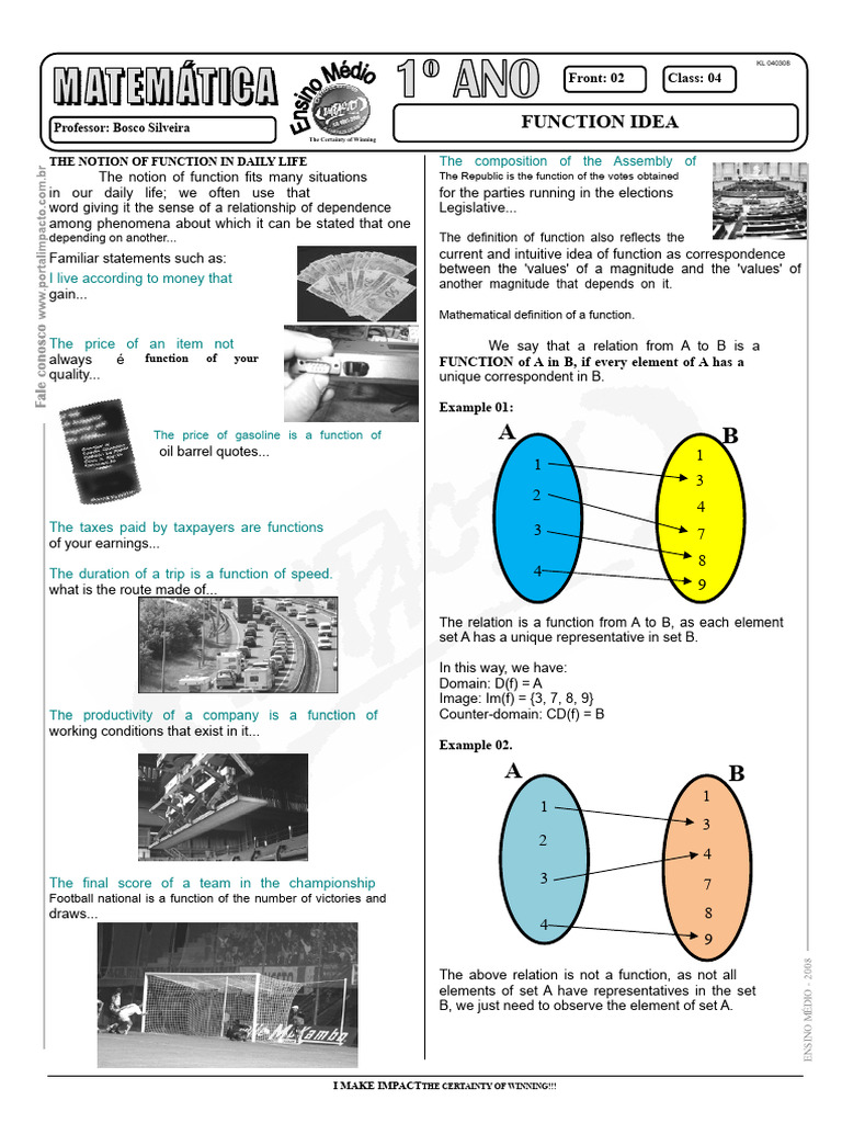Mathematics - Pre-University Impact - Functions - Idea of Function ...