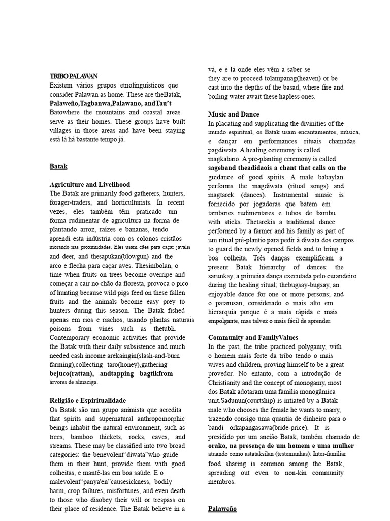 Batak and Tagbanua Cultural Practices | PDF