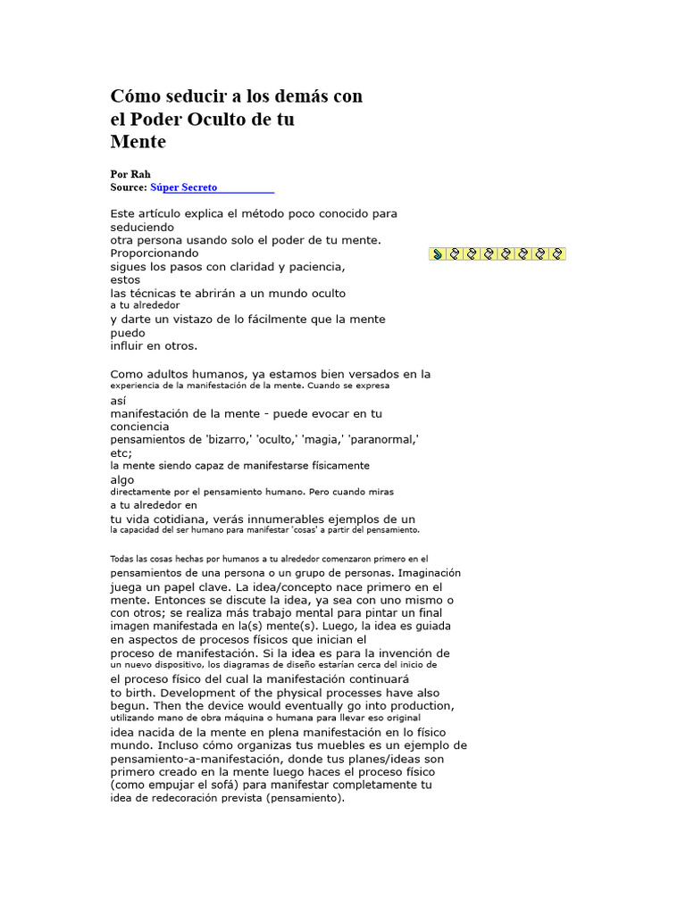Cómo Seducir A Otros Con El Poder Oculto de Tu Mente | PDF | Mente ...