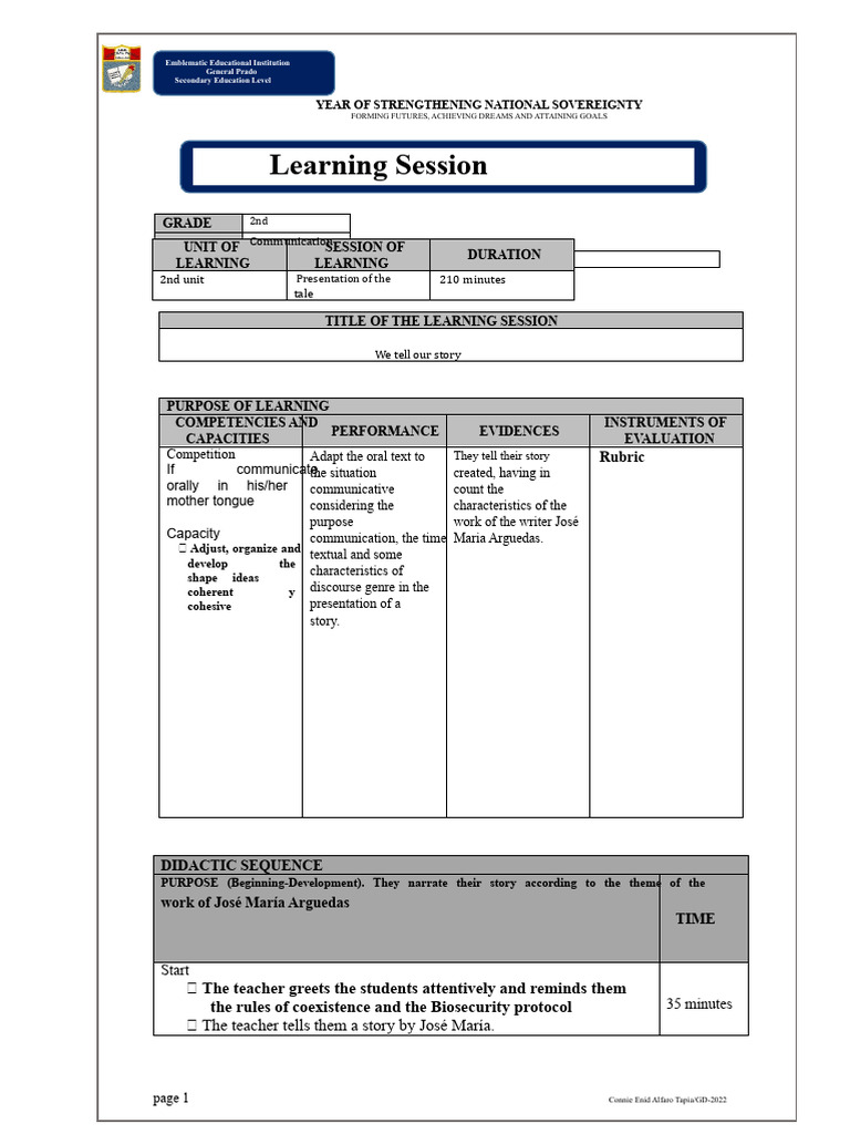 Session 3 - 2nd - 2B We Tell Our Story | PDF | Communication | Learning